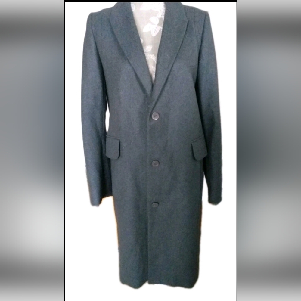Women's Grey CARVEN Wool Long Coat Size 40 / US Large *Luxury French Brand $3k +